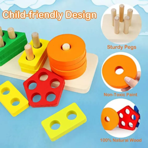 Jeu de Tri Couleurs Et Puzzle en Bois Jouets Éducatif