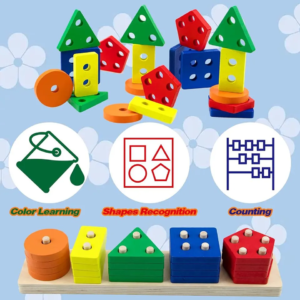 Jeu de Tri Couleurs Et Puzzle en Bois Jouets Éducatif