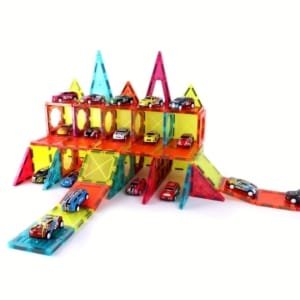 Ensemble de Blocs de Construction Magnétiques & Voitures à Tirer pour Garage de Stationnement - 66/94pcs,