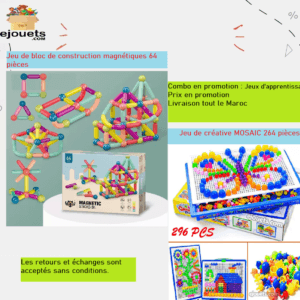 Blocs de construction magnétiques pour jouets Pour les enfants 64 PCS+ Jeu de créative MOZAIC⁸