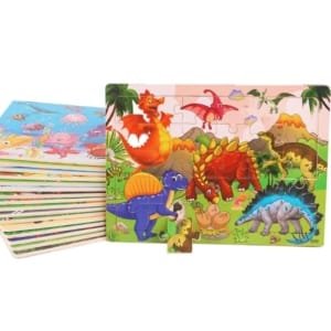 Pack 5 × Puzzle 3d en bois pour enfants - dinosaures, animaux et plus...