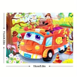 15 Puzzle 4x3 pour enfants en bois - thème des animeaux 15 x 11 cm