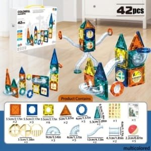 42 pièces de jouets magnétiques, jouets magnétiques STEM,