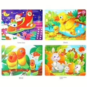 15 Puzzle 4x3 pour enfants en bois - thème des animeaux 15 x 11 cm