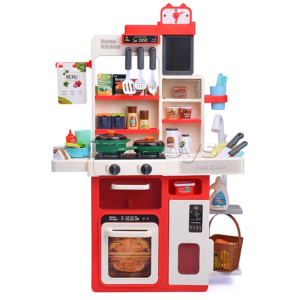 Ensemble de cuisine de jeu pour enfants avec sons, lumières, cuisinière, évier et nourriture de jeu 64 PCS