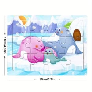 15 Puzzle 4x3 pour enfants en bois - thème des animeaux 15 x 11 cm