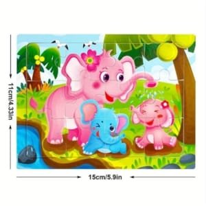 15 Puzzle 4x3 pour enfants en bois - thème des animeaux 15 x 11 cm