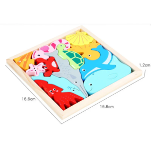 7 Jouets Montessori Puzzle en bois Tangram jeu Puzzle 3D