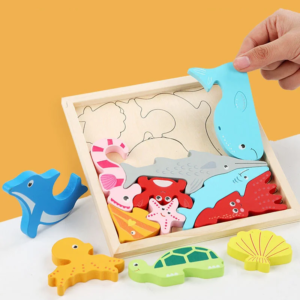 7 Jouets Montessori Puzzle en bois Tangram jeu Puzzle 3D