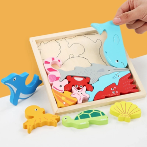7 Jouets Montessori Puzzle en bois Tangram jeu Puzzle 3D