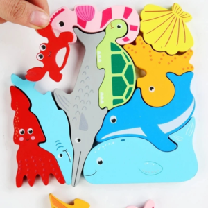 7 Jouets Montessori Puzzle en bois Tangram jeu Puzzle 3D