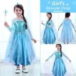 Robe Elsa Enfant de Princesse, Elsa Costume Princesse avec 4 Accessoires - Deguisement frozen – Image 6