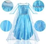 Robe Elsa Enfant de Princesse, Elsa Costume Princesse avec 4 Accessoires - Deguisement frozen – Image 3