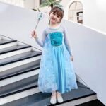 Robe Elsa Enfant de Princesse, Elsa Costume Princesse avec 4 Accessoires - Deguisement frozen – Image 5