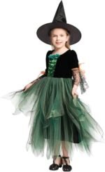 Déguisement Sorcière Costume Halloween Robe Manches Longues & Chapeau de Sorcière – Image 6