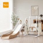 Centre d'Activités Bébé 2-en-1 Cooking - Toboggan, Balançoire - Design Moderne et Sécurisé