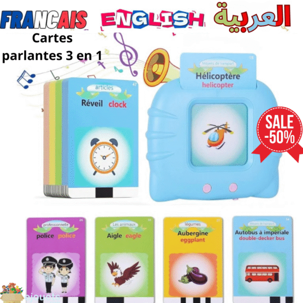 Cartes éducatives 3 Langues- Français-anglais-Arabe pour Jeunes Enfants de 2 à 6 Ans, 220 mots