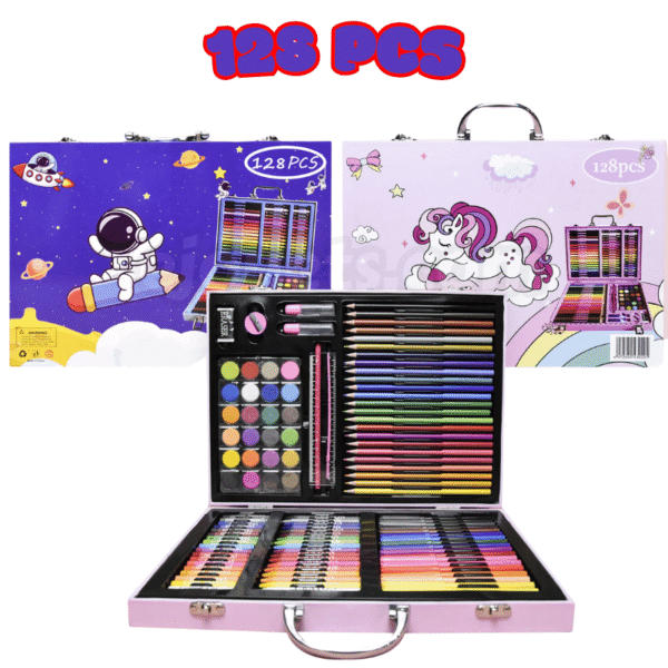 Kit d'Art & Dessin Deluxe de 128+ pièces en bois pour fille et pour garçon