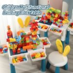 Table de Construction et Jeu de Blocs - 105 Pièces - Avec Chaise Lapin – Image 2