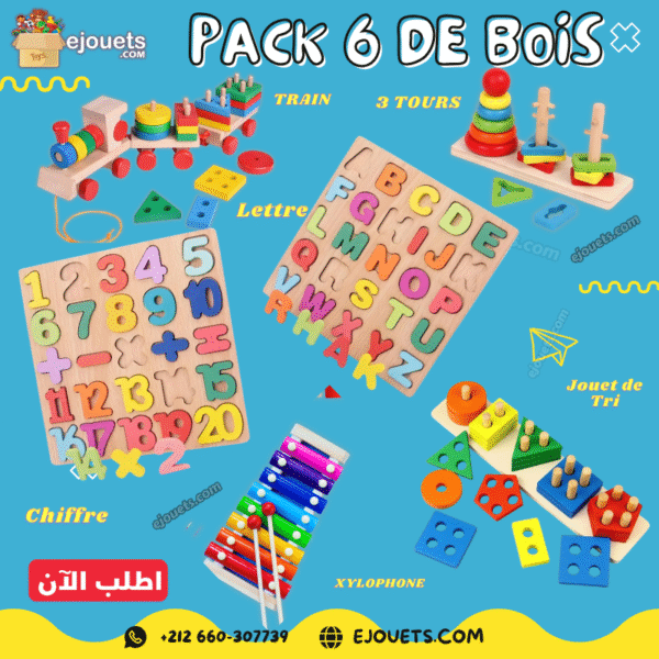 Jouets Montessori en bois 6 en 1, jouets éducatifs pour les tout-petits