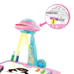 Table à dessin rose pour enfants avec projecteur – Image 8