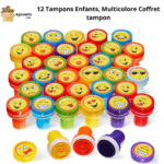 12 Tampons Enfants, Multicolore SMILEYS Coffret tampon
