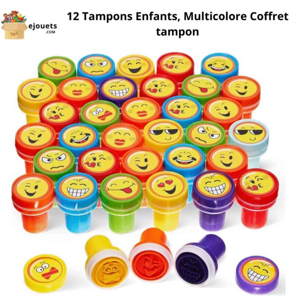 12 Tampons Enfants, Multicolore SMILEYS Coffret tampon