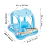Bouée, Flotteur De Natation Gonflable Avec Pare Soleil Pour Bébés en enfants Bleu – Image 4