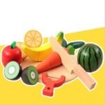 Jeu de Fruits à Découper en Bois - 8 Pièces - Avec Sac de Rangement - Jouet d'Imitation Educatif – Image 4