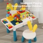 Table de Construction et Jeu de Blocs - 105 Pièces - Avec Chaise Lapin – Image 4
