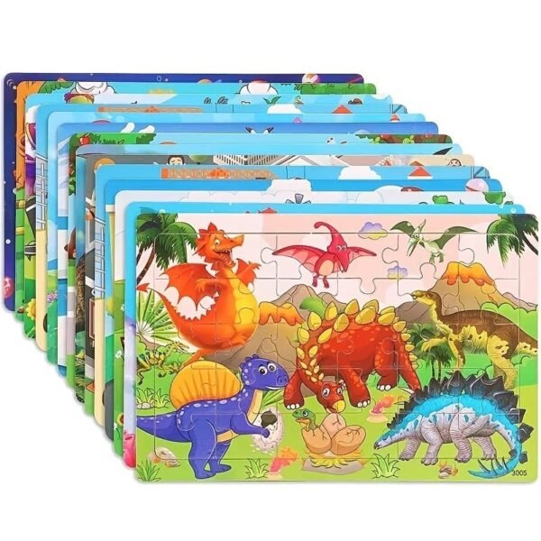 Pack 5 × Puzzle 3d en bois pour enfants - dinosaures, animaux et plus...