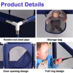 Bébé PlayPen Aire de jeux intérieure avec clôture de sécurité pour bébé + 50 Balles + Tapis d'eau gratuit – Image 3