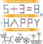 185 Pièces Bâtons Magnétiques, Jouets de Construction éducatifs Cadeau Ensemble 3D – Image 4