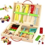 Boite a Outil Enfant Jouets en Bois DIY 3D Jeux de Construction Bricolage, Caisse a Outil Enfan 3 4 5 Ans,