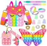 Pop Purse Pack Toy, Unicorn Rainbow Shoulder Crossbody Small Mini Little Keychain,