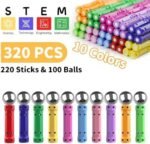185 Pièces Bâtons Magnétiques, Jouets de Construction éducatifs Cadeau Ensemble 3D – Image 2