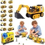 Jouets de construction de camion d'assemblage à monter soi-même 14 en 1 - Jouet d'excavatrice démontable - Jouets d'excavatrice 76 pièces avec tournevis et manuel d'instructions