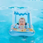 Bouée, Flotteur De Natation Gonflable Avec Pare Soleil Pour Bébés en enfants Bleu