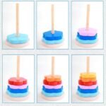 Tour arc-en-ciel en bois, puzzle pliable, jouets éducatifs pour tout-petits – Image 6