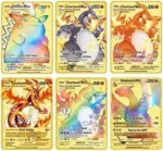 Lot de 6 cartes Charizard en métal plaqué or Vmax DX GX - Pour collectionneurs et enfants