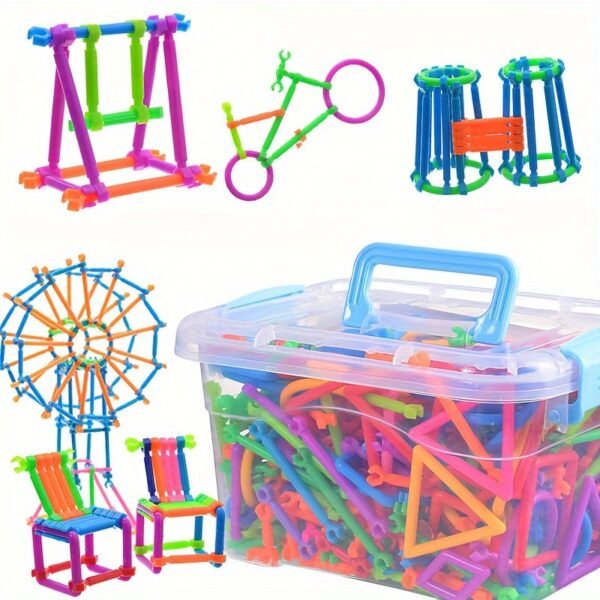 205 pièces de blocs de construction de baguettes de jouet : Ensemble de jouets de puzzle créatif
