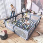 Parc de jeux pour bébé de grande taille avec anticollision 182/150 cm – Image 3