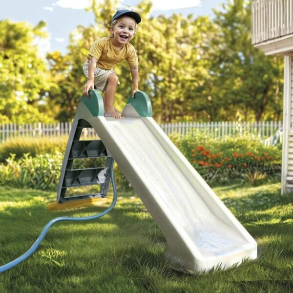 Toboggan Bébé Pliable et Compact avec fonction eau - Vert Menthe & Gris
