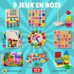 Pack de 9 Jouets Montessori en bois naturel, jouets éducatifs, ludiques et amusants pour les petits