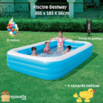 Grande Piscine Familiale Rectangulaire 305 x 183 x 56 cm + Gonfleur Manuel Offert ! ☀️👨👩👧👦
