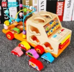 Coffre au trésor de voiture d'apprentissage polyvalent, Puzzle en bois perlé, perles rondes en bois,  voiture rc,  voiture, – Image 6