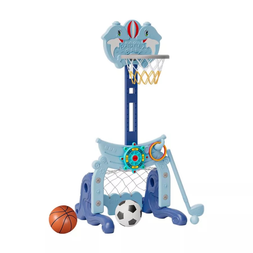 Design-sans-titre-3.png Panier de Basket-Ball pour Enfants 4-en-1 - Avec Football, Anneaux et Golf – Image 1