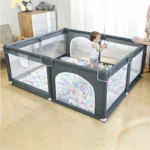 Parc de jeux pour bébé de grande taille avec anticollision 182/150 cm