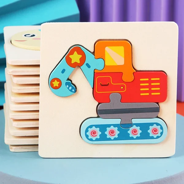 5 Puzzle en Bois à Pièces Multiples - Animaux et Véhicules - Jouet Éducatif pour Enfants