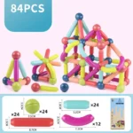Blocs de construction magnétiques Pour les enfants 84 PCS avec rangement – Image 9